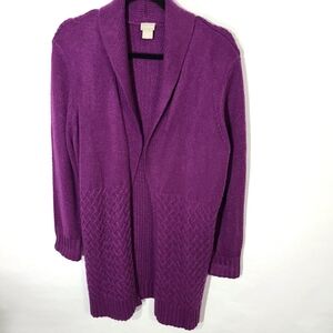 Chico's Women's‎ Size 1 Cardigan Open Front Sweater Cardigan Duster Purple Color